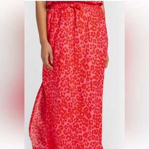 Leopard Linen-Blend Tie-Waist Maxi Skirt by NEW YORK & COMPANY XL